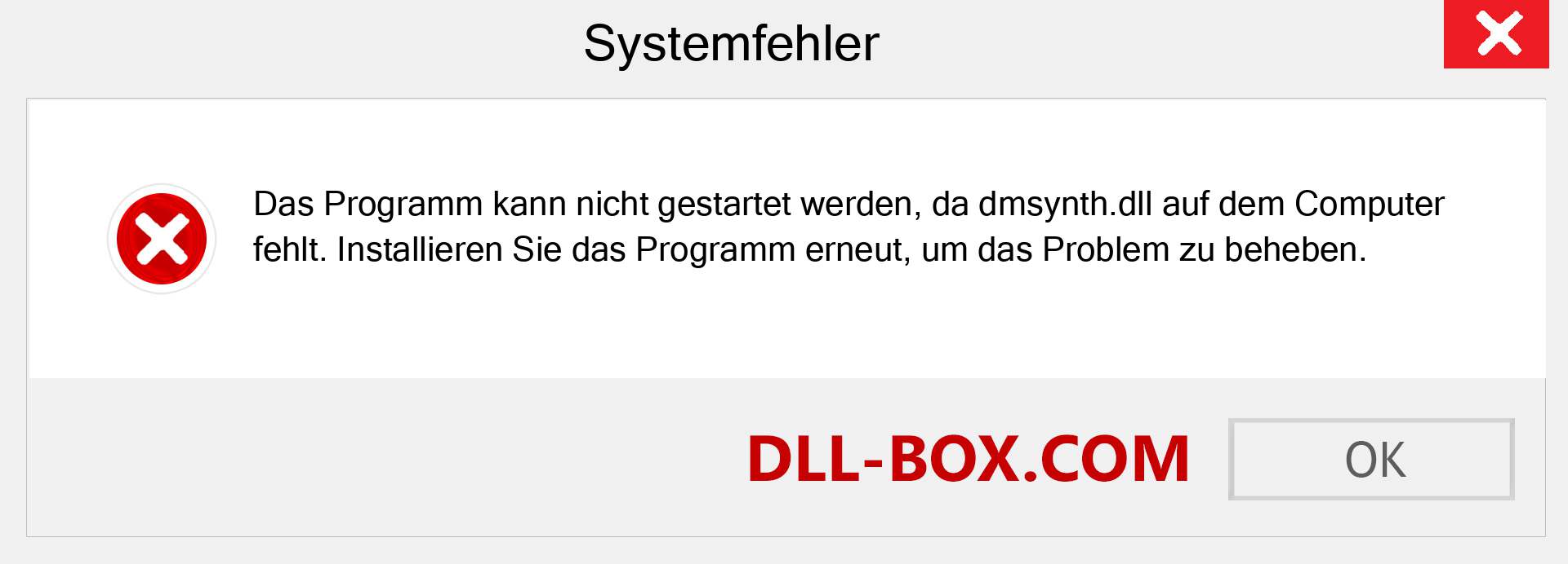 dmsynth.dll-Datei fehlt?. Download für Windows 7, 8, 10 - Fix dmsynth dll Missing Error unter Windows, Fotos, Bildern